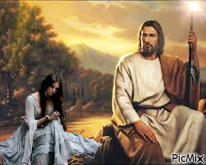 jesus  and woman - бесплатно png