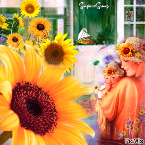 sunflower lady - bezmaksas png