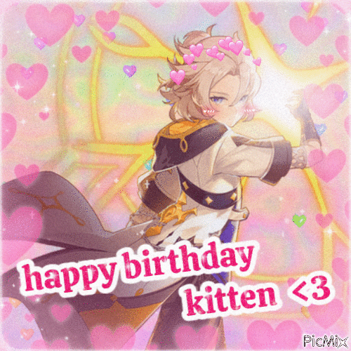 albedo happy birthday kitten <3 - Gratis animeret GIF