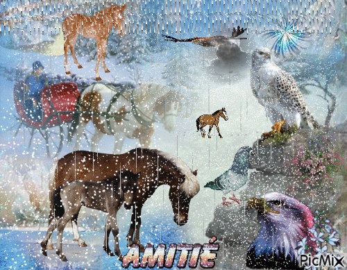 animaux sous la neiges - Δωρεάν κινούμενο GIF