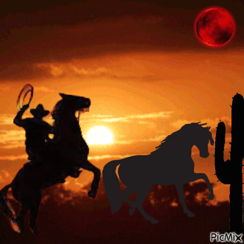 cowboy silhouette - Nemokamas animacinis gif