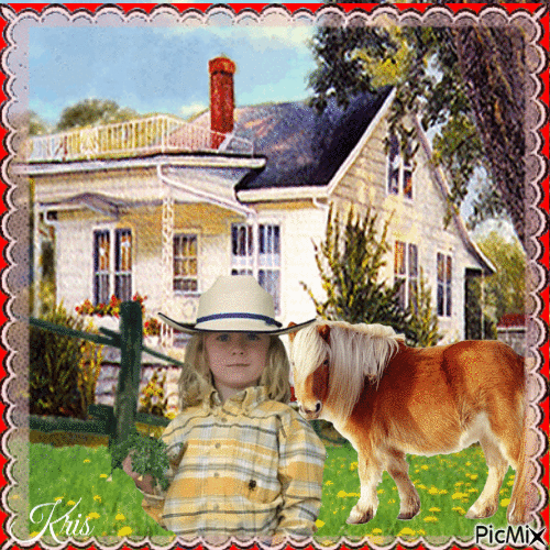 Petite fille et son poney 🌿💕 - Gratis geanimeerde GIF