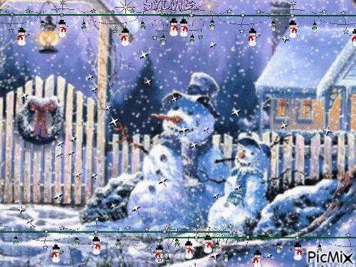 bonhommes de neige ma création a partager sylvie - GIF animé gratuit