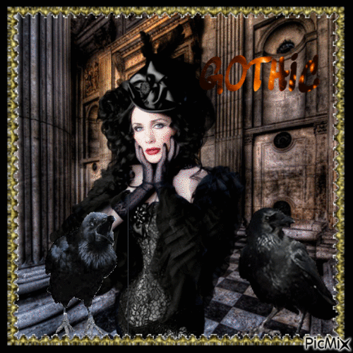 Gothic Woman in Black - Безплатен анимиран GIF