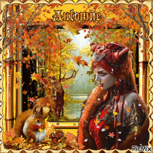 Fille d'automne - Fantasy - Free animated GIF