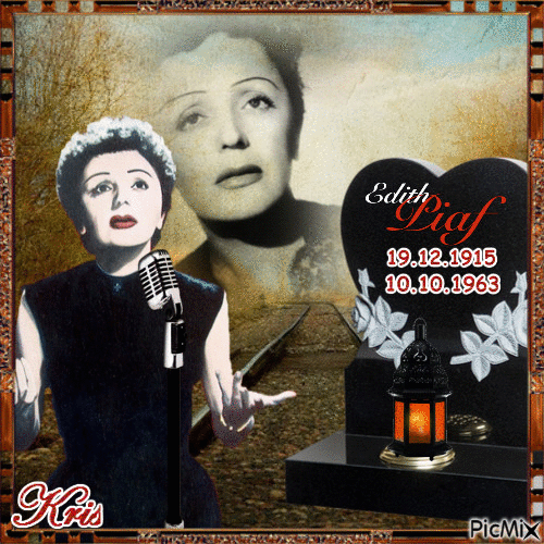 Memorial Cards Card-Edith Piaf 💝 - Free animated GIF