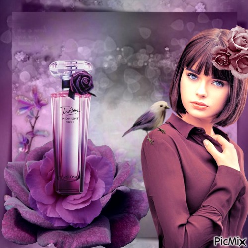 femme et parfum violet - png ฟรี