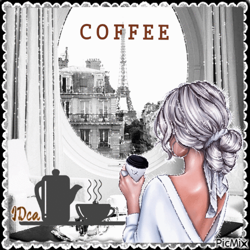 Café avec vue sur Paris - GIF animate gratis