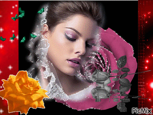 obklopená růžemi - Δωρεάν κινούμενο GIF