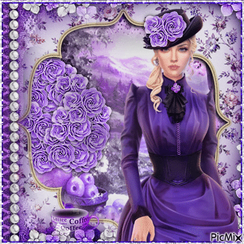 Woman with Purple Flowers-RM-02-08-23 - Bezmaksas animēts GIF