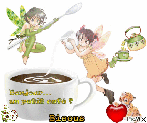 bonjour un p'tit café ? - Бесплатный анимированный гифка