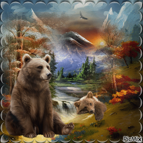 la Montagne avec les ours - GIF animate gratis