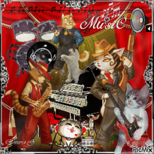 Les chats musiciens - Free animated GIF