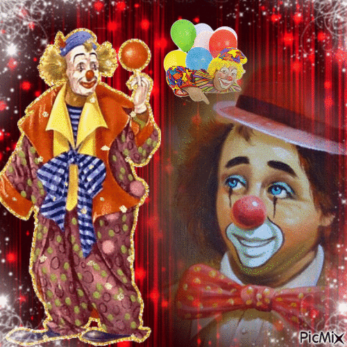 Le Clown qui rit, le clown qui pleure - GIF animé gratuit