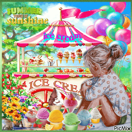 Summer touch of sunshine is Ice Cream. - Бесплатни анимирани ГИФ