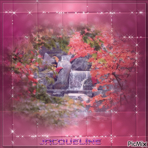belles fleurs et jolies cascades - Безплатен анимиран GIF