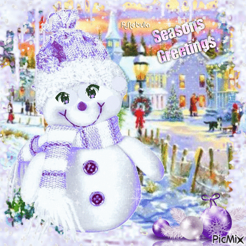 Snowman-Seasons Greetings - Безплатен анимиран GIF