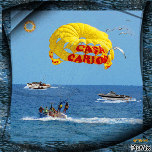 Paracaidismo sobre el mar - Darmowy animowany GIF