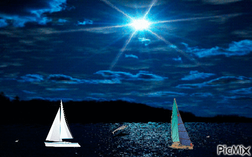 la nuit la mer - Kostenlose animierte GIFs