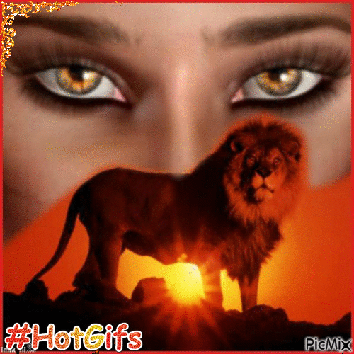 The orintal eyes and lion - GIF animé gratuit