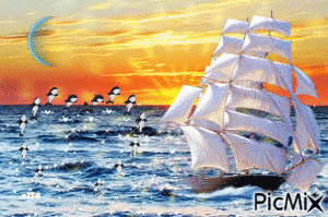 Coucher de soleil sur la mer - Ingyenes animált GIF