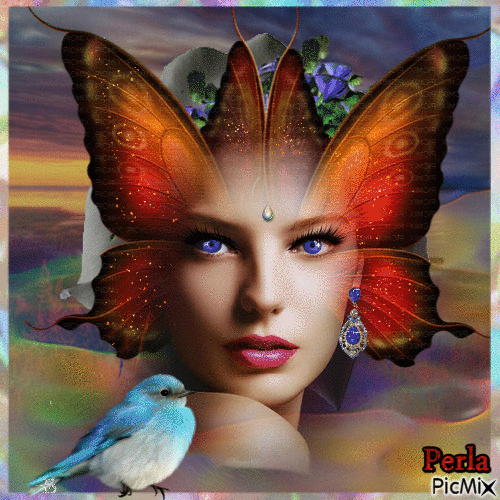 butterfly femme - Free animated GIF