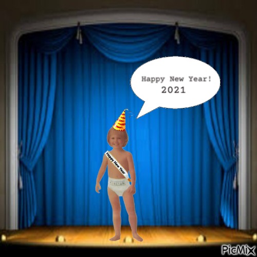 New Year baby with speech bubble - Free PNG