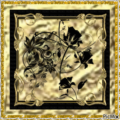Flowers Black and Gold - Gratis geanimeerde GIF