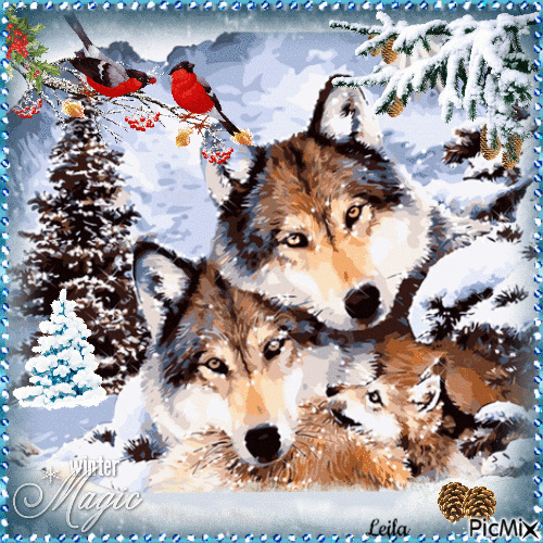 Wolves. Winter Magic - Free animated GIF