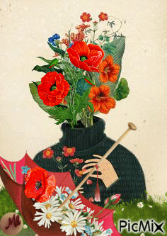 Collage floral - GIF animé gratuit