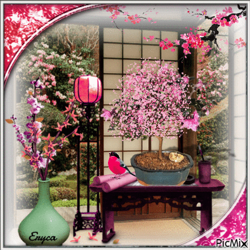 Bonsaï ,cerisier du Japon - GIF animé gratuit