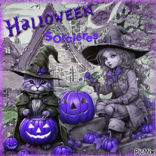 halloween la petite sorcière - GIF animado gratis