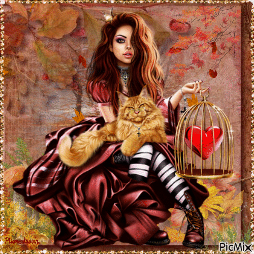 Fille d'automne fantasy. - Free animated GIF