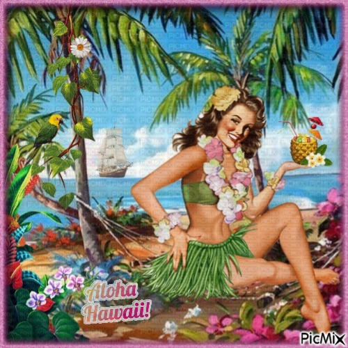 Aloha Hawaii - Vintage. - png ฟรี