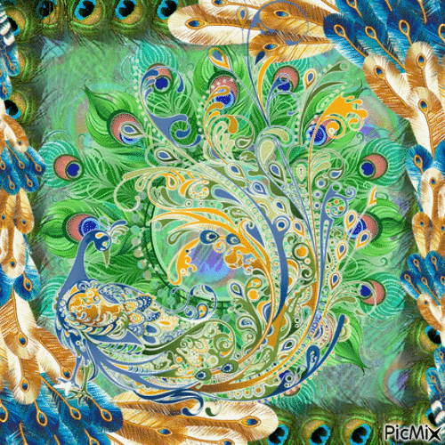 Peacock Art - Бесплатный анимированный гифка