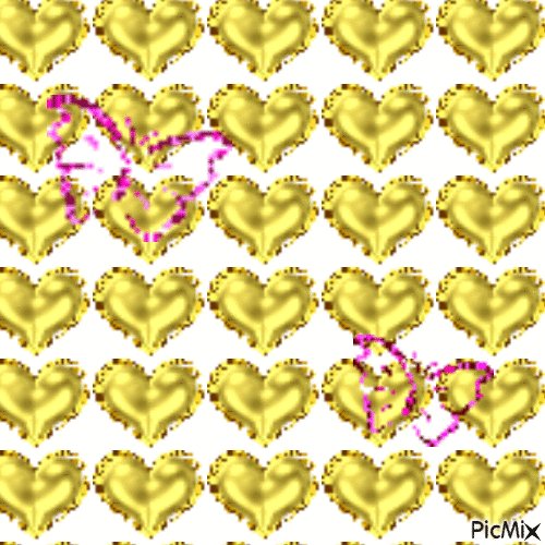 Pleins de cœurs jaunes - GIF animado grátis
