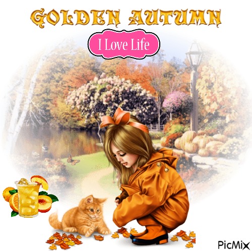 Golden Autumn....I Love Life - PNG gratuit