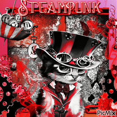 steampunk cat - GIF animé gratuit