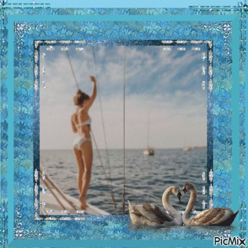 Mulher no veleiro - GIF animé gratuit