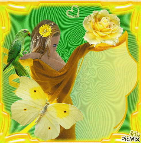 Concours "Femme,décor jaune et vert" - Gratis animeret GIF