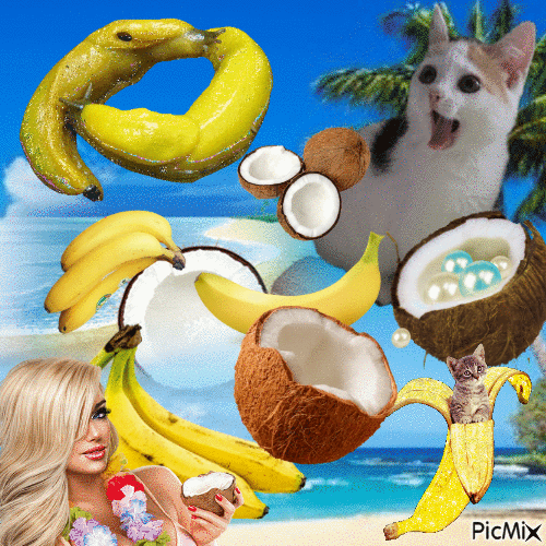 coconut banana milkshake - Zdarma animovaný GIF