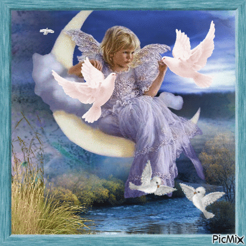 aniołek i gołębie - Δωρεάν κινούμενο GIF