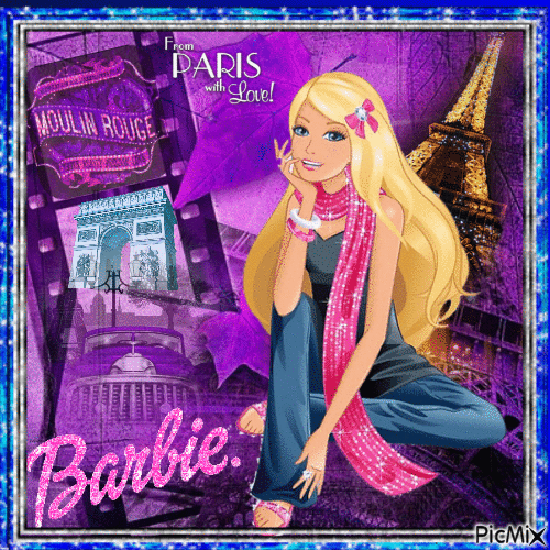 barbie in paris - GIF animé gratuit
