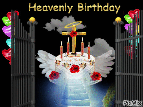 heavenly birthday cake cross gate halo - GIF เคลื่อนไหวฟรี