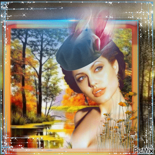 Mulher de outono com uma boina - Δωρεάν κινούμενο GIF