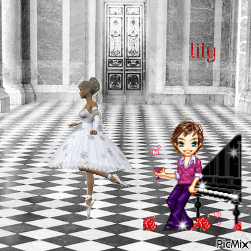 Une jeune fille qui danse et un garçon - Бесплатный анимированный гифка