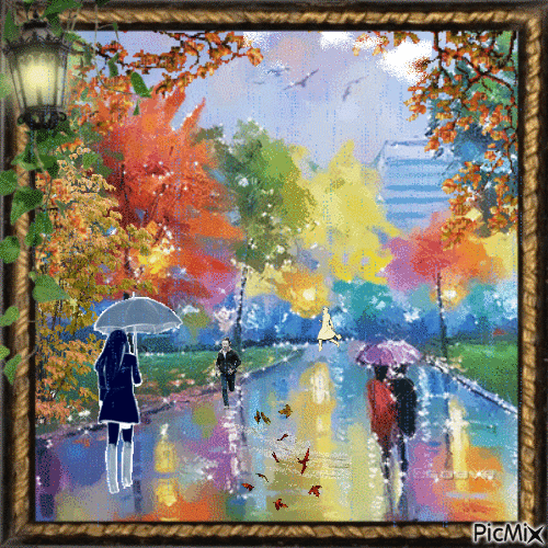 Rainy autumn evening - GIF animé gratuit