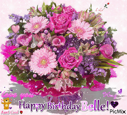 Happy Birthday Flowers - Free animated GIF