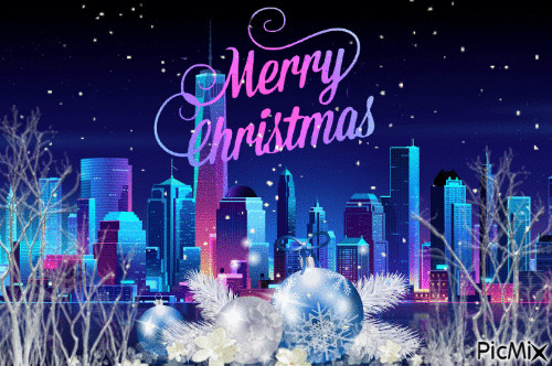 MerryCristmas_Pixelcity - Zdarma animovaný GIF