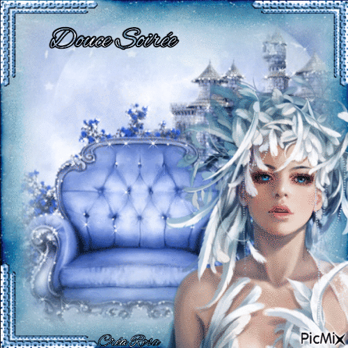 Concours : Femme Fantasy en bleu - Бесплатный анимированный гифка